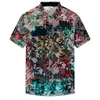 Men's Casual Shirts Men's Sexy Transparent Velour 2022 Summer Flowers Silk Velvet Tops Male Short Sleeve Floral Clothing Dress ShirtsMen