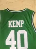 NCAA High School Basketball Concord Academy Shawn Kemp Jersey 40 Hombres Color del equipo Verde Algodón puro transpirable para fanáticos del deporte Todo cosido Universidad de calidad superior