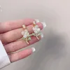 Stud Koreaanse stijl lichte luxe imitatie parelbloemoorbellen voor vrouwen meisje mode elegant feest sieraden geschenken stud kirs22