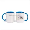 Tasses Verres Cuisine Salle À Manger Bar Maison Jardin 11Oz Vente Billet Sublimation Tasse En Céramique Couleur Poignée Intérieure Bricolage Transfert Chaleur Presse Prin