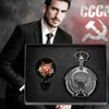 ساعات الجيب روسيا الشيوعية المنجل مطرقة نمط السوفيتي الكوارتز ساعة قلادة البرونزية steampunk قلادة ساعة cccp reloj de bolsillo