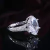 Anéis de casamento Luxury Big Oval Cz Stone para mulheres Completas de zircônia cúbica