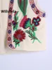 Willshela, chaleco corto con estampado Floral a la moda para mujer, chaqueta Vintage Retro de estilo nacional, chaleco Chic para mujer, trajes 220719