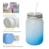 Sublimation Blanks Mason Jar Tumbler 14oz Wide Mouth Blank Glass Tumbler Jars with Lid and Straw