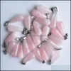 Charms Jewels Conclusões Componentes de pedra natural Drop Long Drop Rose Quartz Pingents Chakras Gem Fit Brincos Dh7wa