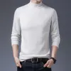 Herrtröjor håliga nacke män tröja stickad halvturtleneck pullover smal passform varm stickning mens fasta färg casual tröjor manmen's