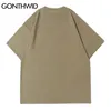 Gonthwid tshirts streetwear عرضية قوطية الصخور الكرتونية الشيطان طباعة قصيرة الأكمام tshirts القطن الهيب هوب هاراجوكو tees tops 220521