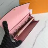 M61182 Embossed SARAH WALLET Designer Womens Long Envelope Flap Zippy Wallet Key Pouch Card Coin Holder Purse Mini Cles