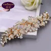 Pente de inserção de extremidade dupla dourada, tiara de diamante, cristal barroco, coroa de noiva, strass com joias de casamento, acessório de cabelo 9589719