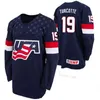 MThr 6 Jack Hughes Koszulka hokejowa USA Drużyna U18 19 Alex Turcotte Cam York Cole Colefield Fensore 2021 Biosteel All American Game Białe koszulki granatowe