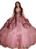 Princess Quinceanera klänningar för ung flicka dammig lila prom festboll klänning vestido de 15 anos kristaller pärlstav spetsband ärmlös korsett söt 16 klänning 2022
