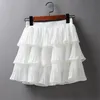 Summer Women Elasticity Waist Mini Skirt Ladies Chiffon Casual Cake s Black White Femme Pleated s 220322