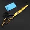 Customize japan 440c 6 inch gold Hollow hair salon scissors cutting barber makas scissor Thinning shears hairdressing scissors1201J