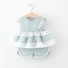 Наборы одежды 2022 Младенческие девочки Одежда лето 2шт наряд для клетки с короткими рукавами Шорты детей 2-4 года рождения ребенка