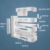 Hooks & Rails Corner Shower Shelf Bathroom Shampoo Soap Rack Hair Dryer Holder Wall Mounted 180 Degree Rotation Kitchen Storage RackHooks