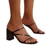 Kleid Schuhe High Heels Slides Frauen Leopardenmuster Druck Schuhe Mode Karree Hausschuhe Blockabsatz Sandalen 220606