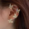 Clip-on & Screw Back Styles Shiny Metal Ear Bone Clip For Women Sweet Butterfly Exquisite Sparkling Zircon Snowflake Cuff Earring JewelryCli