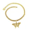 Populära smycken barock halsband kvinnlig minoritetsdesign ins stil personlig mångsidig fjäril hänge kuba kedja