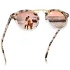 Carfia kleine acetaat gepolariseerde zonnebril voor vrouwen spiegel lens retro dubbele brug bridge bridge bridge metalen wenkbrauwen rond sunnies rg95