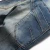 2022 Jeans patchwork da uomo punk estivi Pantaloni in cotone denim slim fit retrò hip-hop Pantaloni casual urbani a vita media alla moda