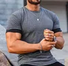 Erkek spor fitness basit dairesel ark t-shirt açık hava yavaş koşu trend ince pamuklu yuvarlak boyun kısa kollu moda tişört