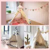 Çocuklar İçin Çocuk Çadır Teepee Çadır Portatif Tipi Infantil Evi Çocuklar için Cabana Çocuk Çadırları Dekorasyon Halı Led Işıkları 220713