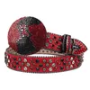 Belts Fashion Western Rosso Rhinestones Metal Globe Buckle Casual Diamond Cinturones Para Hombre Sintitones Mujerbelts Emel2343J