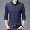 Men's T-Shirts Men's Casual Versatile Breathable Long Sleeve T-Shirt Autumn And Winter Lapel Ice Silk Shirt PurpleMen's Men'sMen's