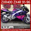 Kit corpo per KAWASAKI NINJA ZXR 400 CC ZX-4R Blu rosa ZXR400 91 92 93 94 95 96 Carenatura 138No.21 ZX4R 400CC ZX 4R ZXR-400 1991 1992 1993 1994 1995 1996 Carenature complete in ABS