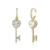 2024 Nieuwe Key Drop Earrings for Women Iced Cubic Zirconia Hoge kwaliteit Bling Dange Dange Earring Studs Copper18k Gold Cepated Hip Hop Fashion Jewelry GIVES Girls Ladies