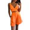 Tracksuits voor dames 1 Set Tube Top Shorts V Hals Bandage Summer Temperament High Taille Outfit voor Office Beach Vacation Party Women Streetwea