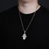 Pendant Necklaces Hip Hop Claw Setting Cubic Zirconia Bling Iced Out Hand Of Fatima Pendants For Men Rapper Jewelry Drop PendantPendant