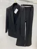 Dwuczęściowe spodnie kobiet jesienne luksus 2022FW garnitury kobiety czarne ramię wyściełana marynarka kurtka z swobodnym długim trouse
