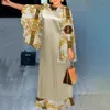 Vintage Patchwork Dress VONDA Women Flare Sleeve Vintage Printed Maxi Dress Loose Elegant Sundress Lady Vestidos Femme Robe 220615