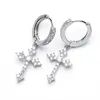 Hoop & Huggie Diamond Cross Earrings For Men Women Retro Personality Micro-set Zircon Charm Jewelry AccessoriesHoop