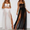 Casual Dresses Summer Women Mesh Gauze Long Dress Sexy Strappy Rompers Sundress One Piece Perspective Sleeveless Backless Bathing Beach Clot