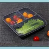 Engångs Mikrovågsugn Food Storage Safe 3 avdelningar Måltidsförberedelser med läpp Lunch Box Kids Container Table Leverans leverans 2021 Flatwa