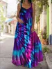 Boy Elbise Kadınlar Kravat-Boya 3D Baskı Uzun Maxi Elbise Yaz Bohemian Kayış Off-omuz Büyük Salıncak Parti Elbiseler Artı Boyutu 5XL