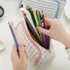 Fashion Pencil Bags Student Stationery Box Large Capacity Pen Case Simple Canvas Stationeries Bags Makeup Cosmetic Bag Coin Purse Digital Storage-Bag 1063