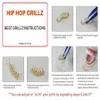 Hop Hip 6 Teeth Hollow Band Diamond Braces Gold Plated Drip Grillz Bling Gold Teeth214h