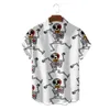 Men's Casual Shirts Men Hawaiian Shirt Fashion Summer Beach Clothes Blusas Rose Skull Vintage Camisa Blouses Button Up Chemise StreetwearMen