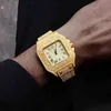 Luksusowy sposób zegarek rhintone i bransoletka kobiety mężczyźni Hiphop kubańskie link bransoletki proste Dign Gold Sier Kolor Prezenty biżuterii