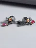 Charm Gems Beauty Halloween Skull Ear Studs Brincos 100% Real 925 Sterling Silver Lab Ruby Mi 220826