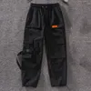 Otoño streetwear bordado cargo pantalón harajuku bf suelto gran bolsillo hearm cintura alta pantalones femeninos 220325