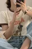 Koszule damskie luźne kolor kontrastowe kobiety najlepsze lato 2022 Koreańskie projektowanie niszowego nadruku koszulka z krótkim rękawem Womenwomen's