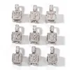 Mens Hip Hop Iced Out Initial Letter Necklace Pendant Gold Silver Cube Dice Hiphop Necklaces C3