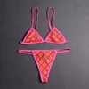 Costume da bagno donna a tre punti Costume estivo bikini a due pezzi Set con lettere Costumi da bagno sexy da spiaggia Costumi da bagno Abbigliamento di alta qualità 5A