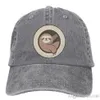 pzx Unisex Adult Lazy Cartoon Sloth Circle Dyed Washed Cotton Denim Baseball Cap Hat244498492581990799