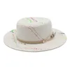 Новая соломенная шляпа с плоским верхом и цветной росписью, модная повседневная универсальная шляпа с широкими полями, пляжная панама с солнцезащитным кремом, HCS173
