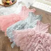 Été enfant en bas âge fille robes enfants dentelle fleur robe de bal enfants filles moelleux gâteau Smash robe princesse fête vêtements 220426